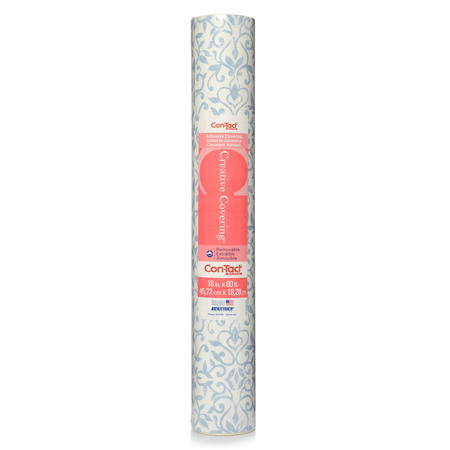 CON-TACT BRAND Adhesive Drawer and Shelf Liner, Antique Floral Blue 18"x60 Ft., PK6 60F-C9A7F6-06